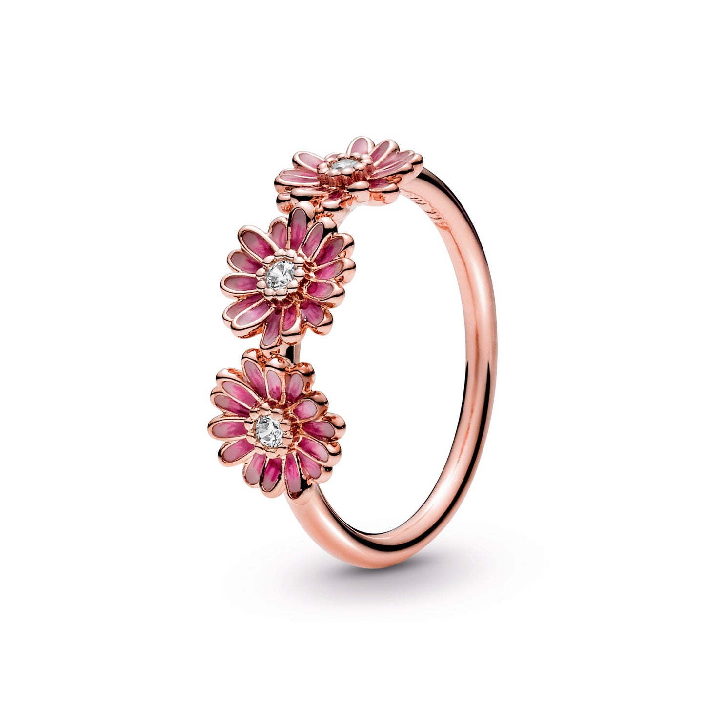 Pink Daisy Flower Trio Ring Popular Style Premium Collection