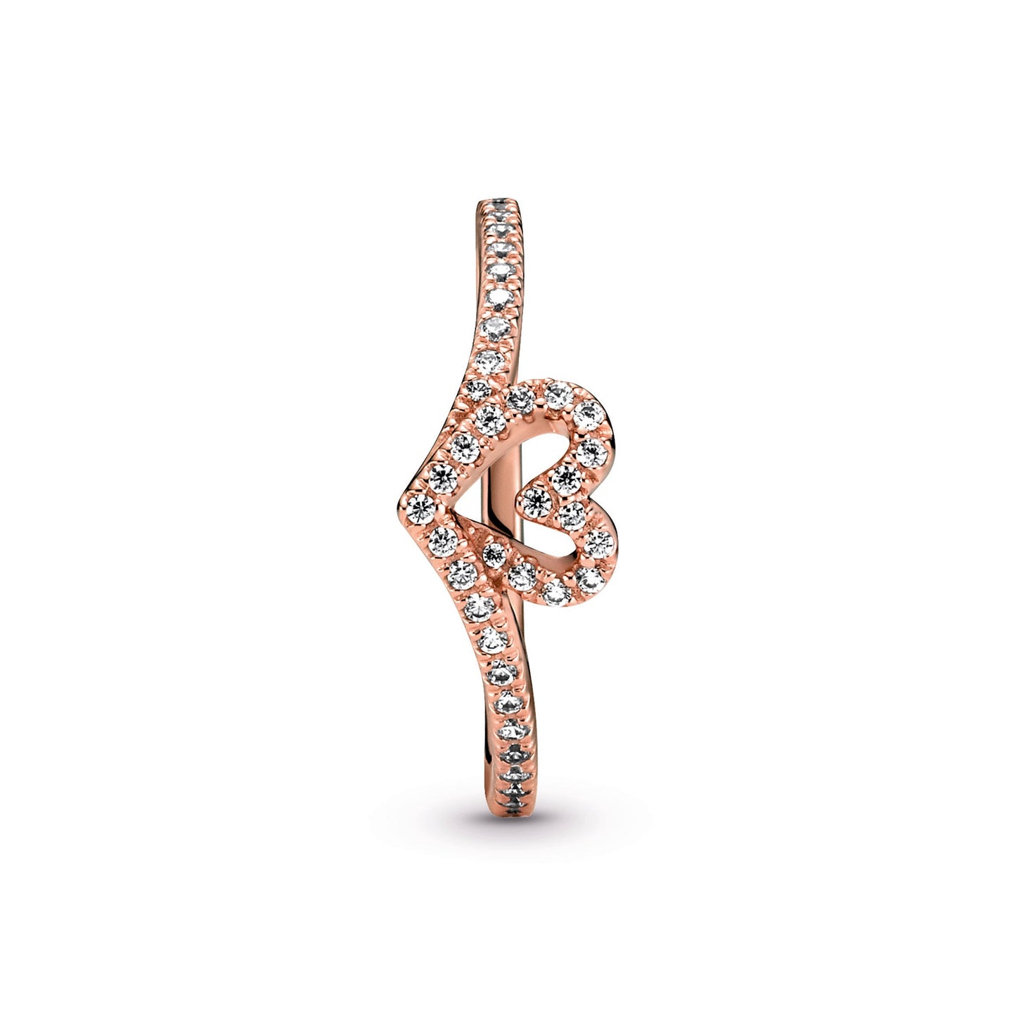Sparkling Wishbone Heart Ring Popular Style Premium Collection