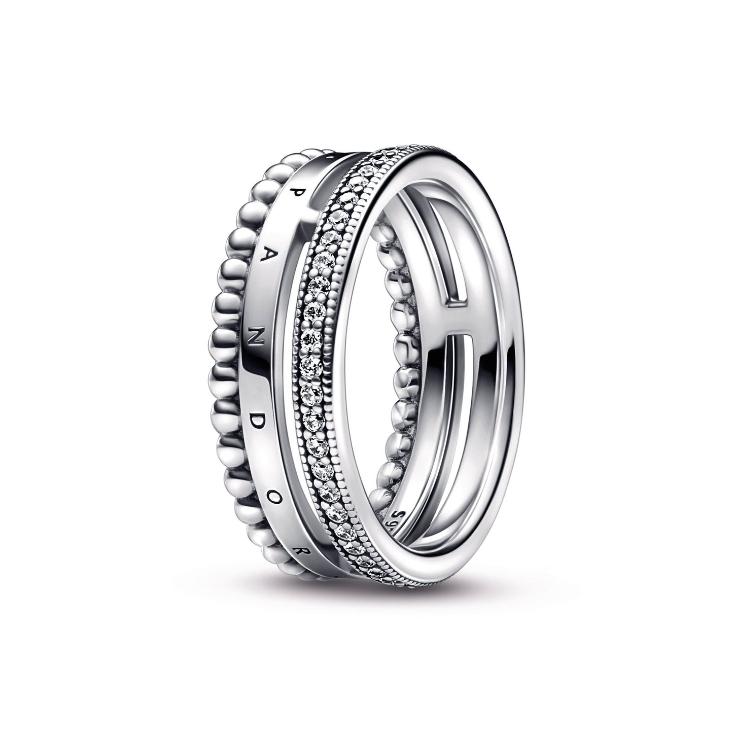 Pandora Signature Logo Pavé & Beads Ring Popular Style Premium Collection