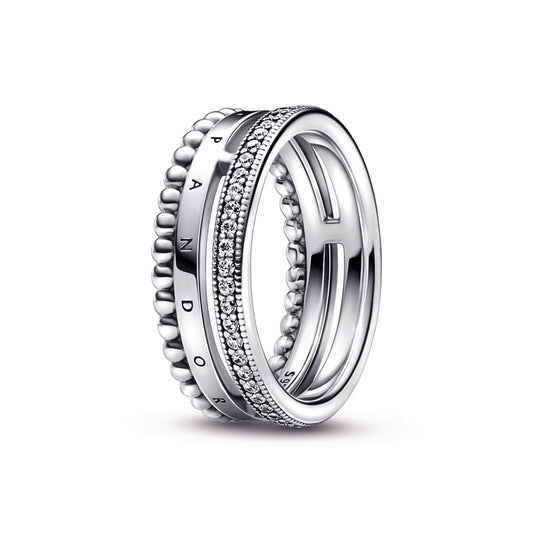 Pandora Signature Logo Pavé & Beads Ring Popular Style Premium Collection