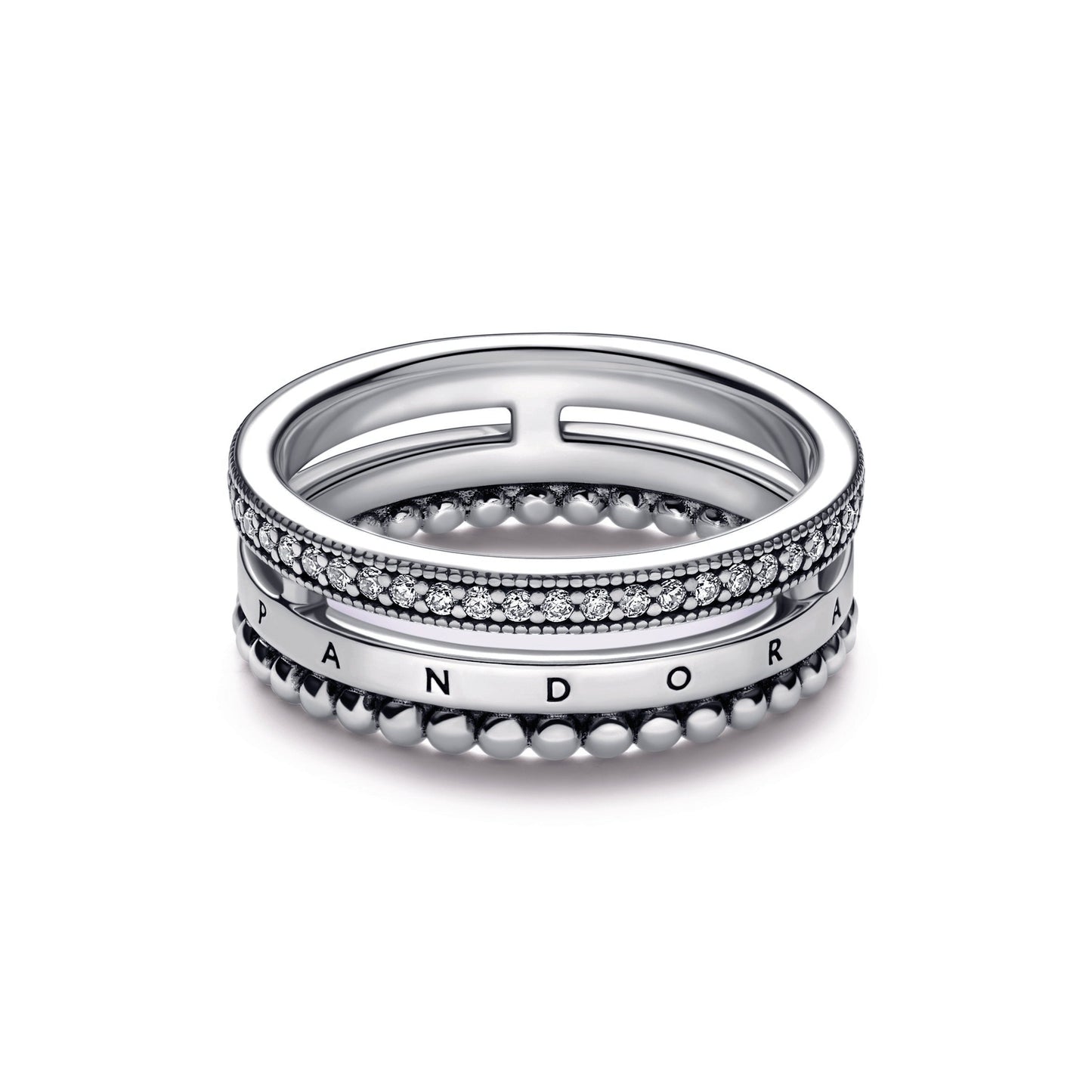 Pandora Signature Logo Pavé & Beads Ring Popular Style Premium Collection