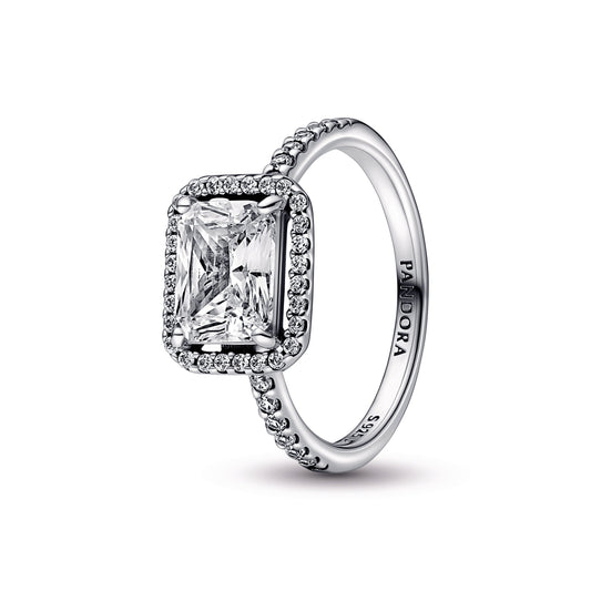 Rectangular Sparkling Halo Ring Popular Style Premium Collection