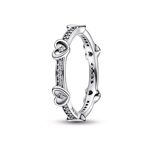 Radiant Sparkling Hearts Ring Popular Style Premium Collection