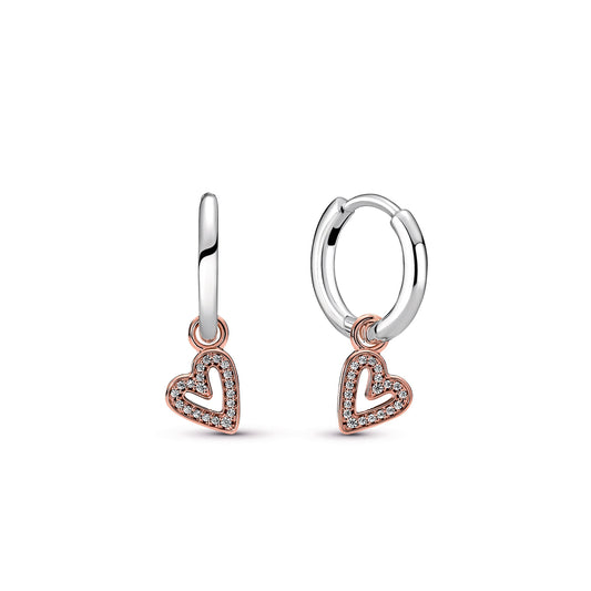 Sparkling Freehand Heart Hoop Earrings Popular Style Premium Collection