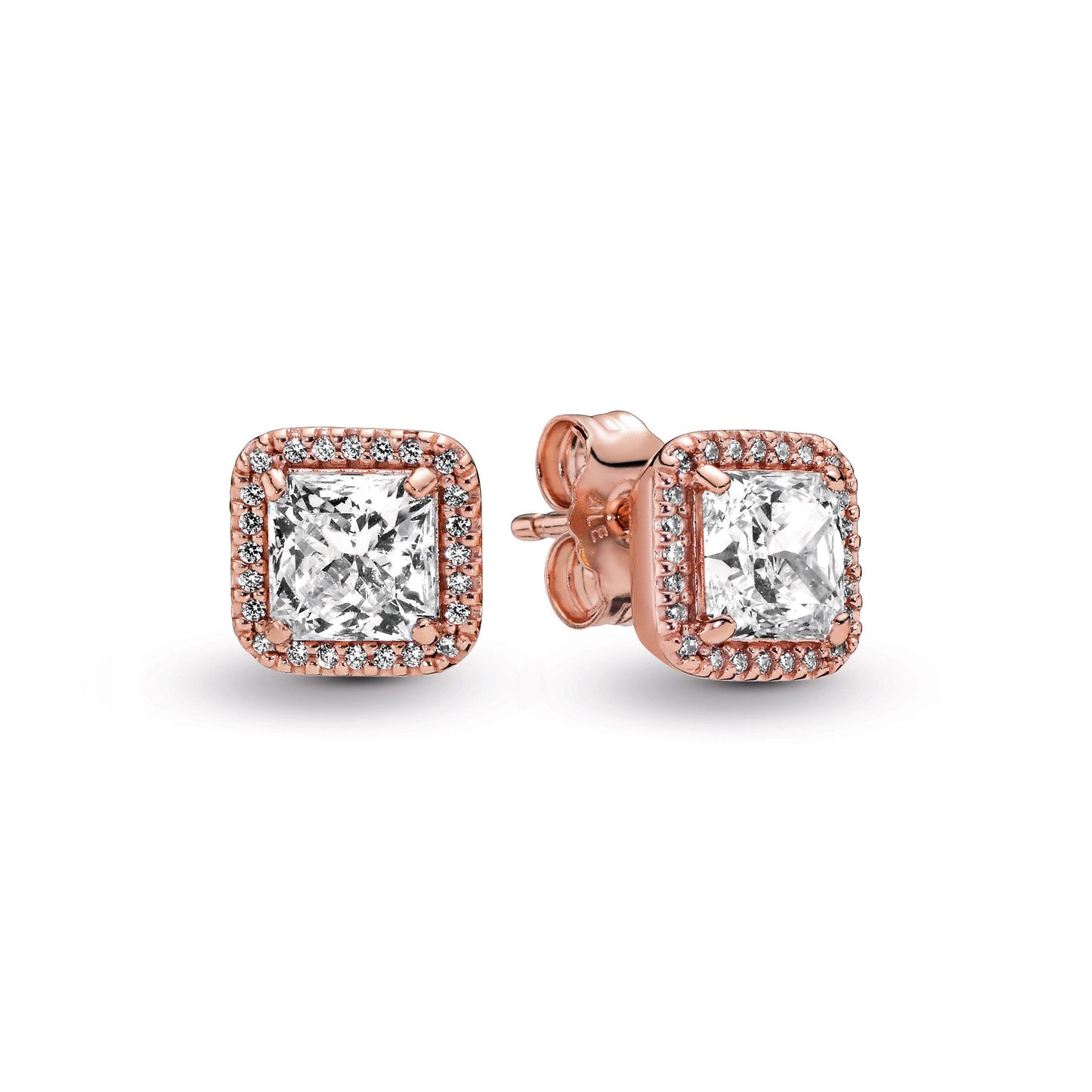 Square Sparkle Halo Stud Earrings Popular Style Premium Collection