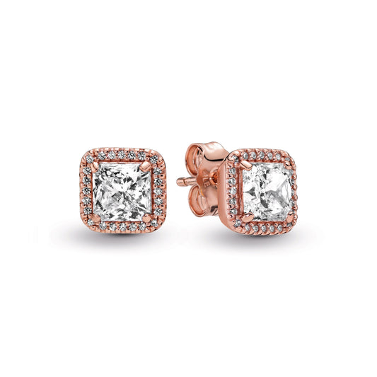 Square Sparkle Halo Stud Earrings Popular Style Premium Collection
