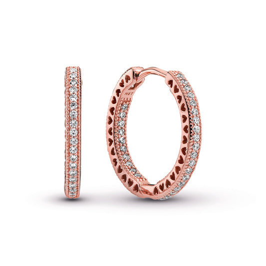 Sparkle & Hearts Hoop Earrings Popular Style Premium Collection