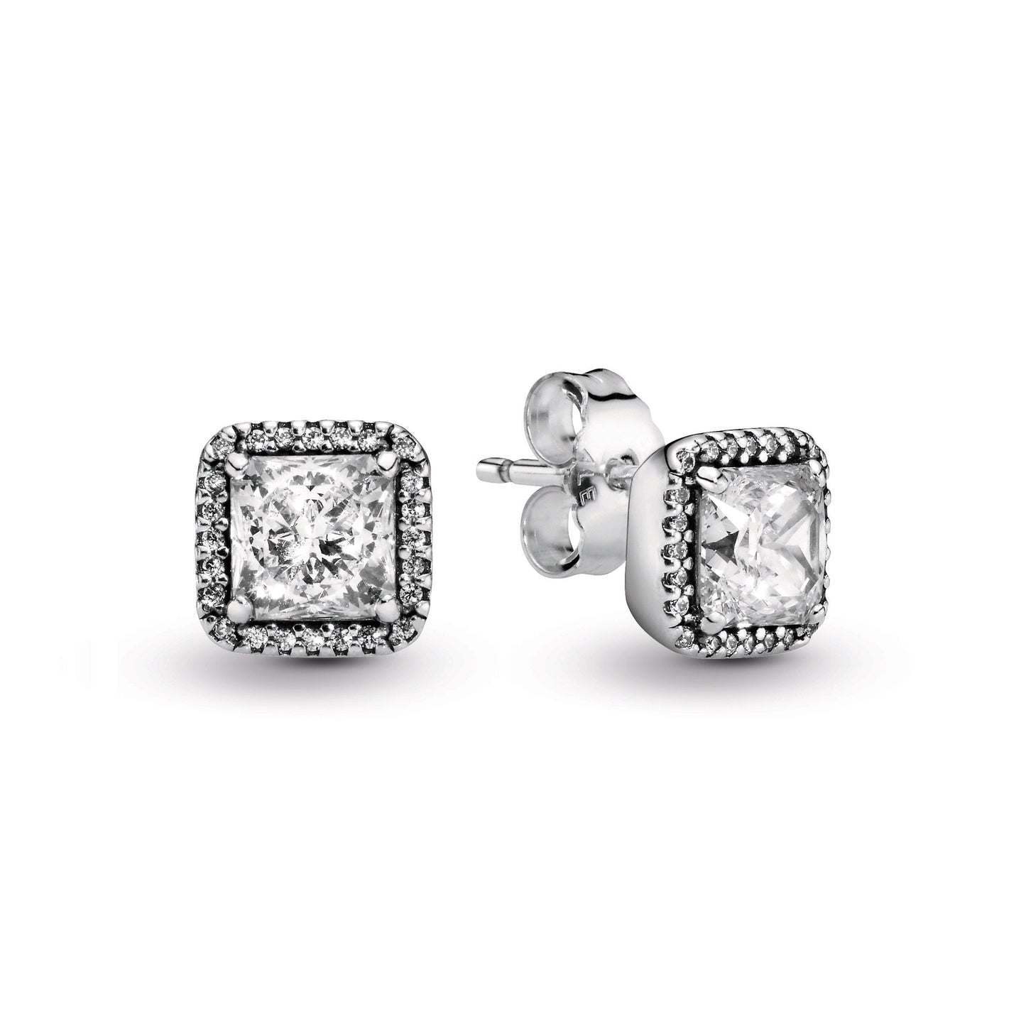 Square Sparkle Halo Stud Earrings Popular Style Premium Collection