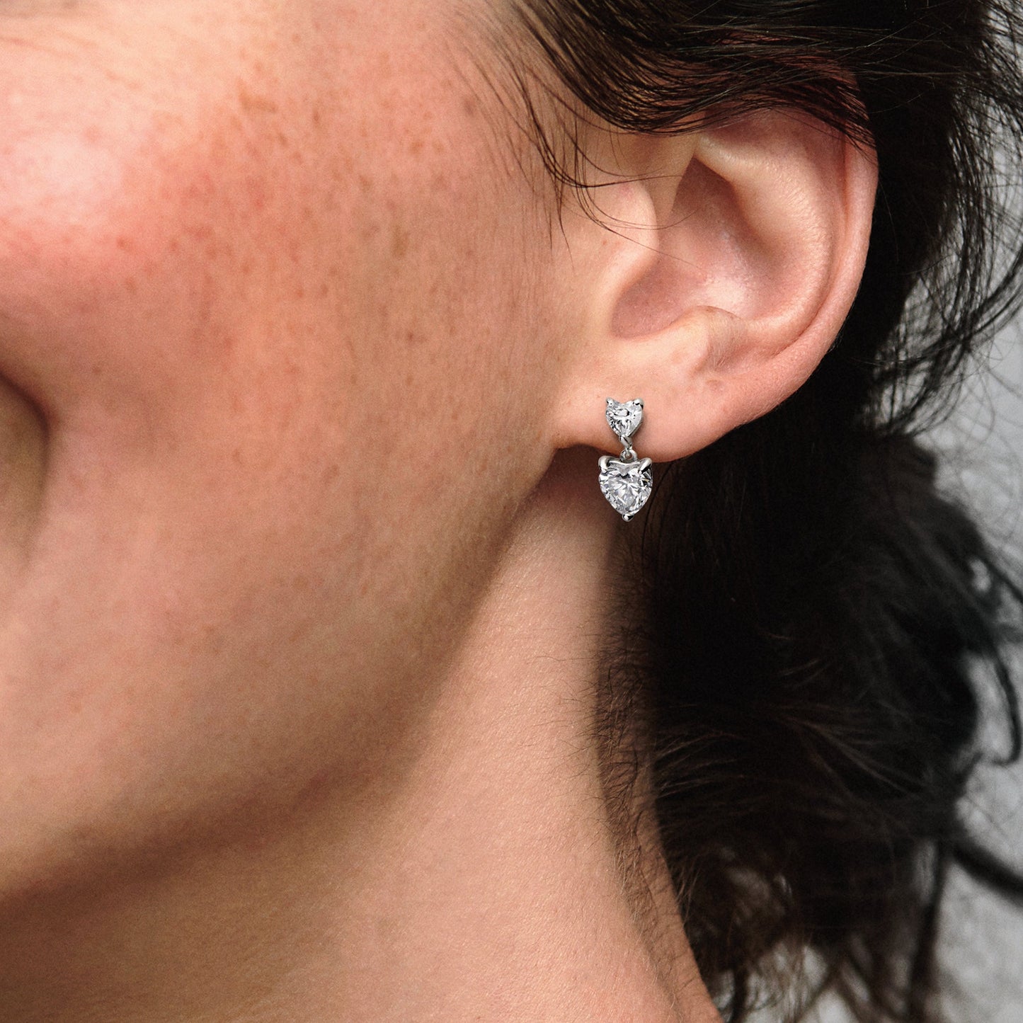Double Heart Sparkling Stud Earrings Popular Style Premium Collection