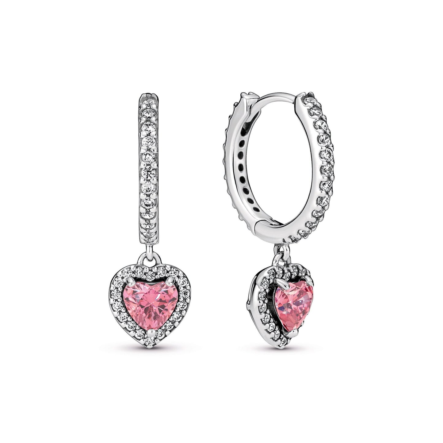 Sparkling Halo Heart Hoop Earrings Popular Style Premium Collection