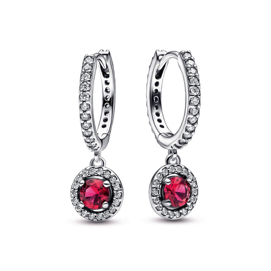 Red Round Sparkling Hoop Earrings Popular Style Premium Collection