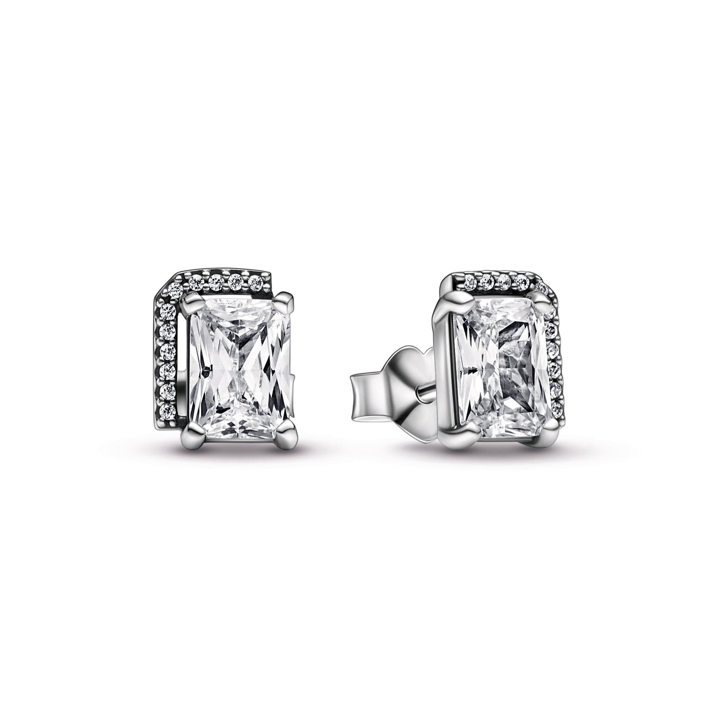 Rectangular Sparkling Halo Stud Earrings Popular Style Premium Collection