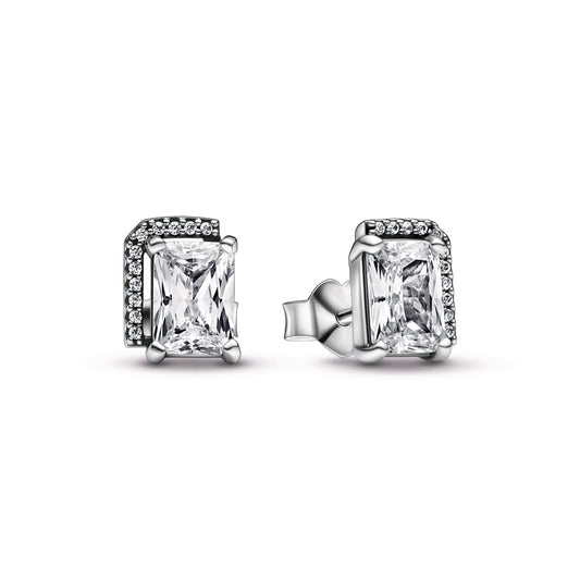 Rectangular Sparkling Halo Stud Earrings Popular Style Premium Collection