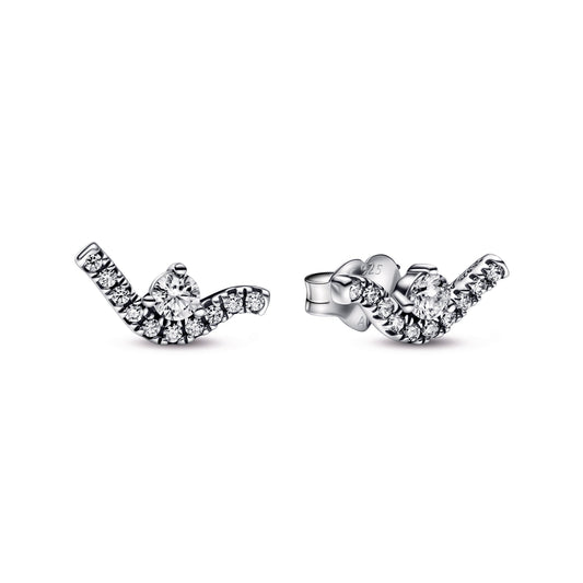 Sparkling Wave Stud Earrings Popular Style Premium Collection