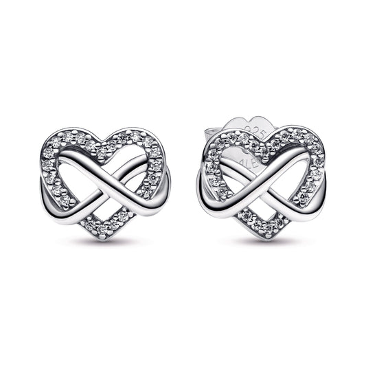 Sparkling Infinity Heart Stud Earrings Popular Style Premium Collection
