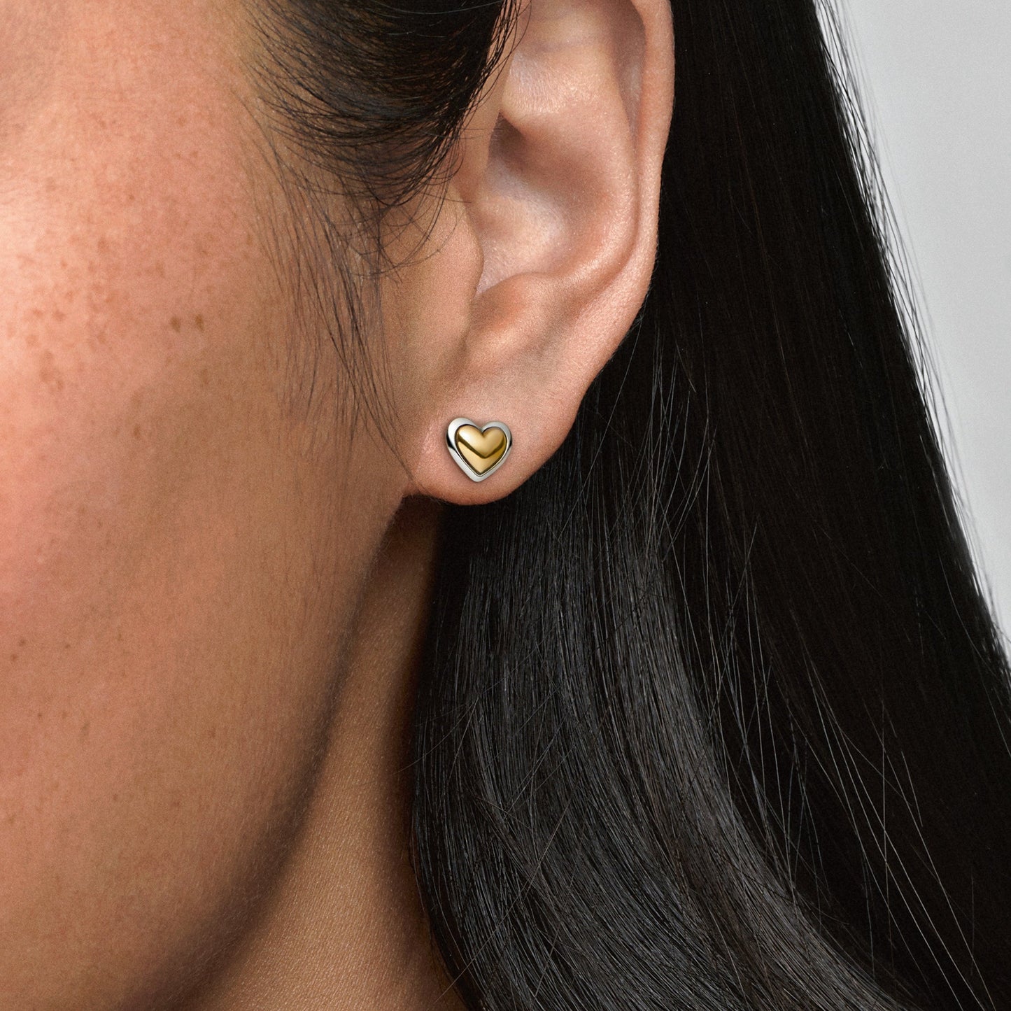 Domed Golden Heart Stud Earrings Popular Style Premium Collection