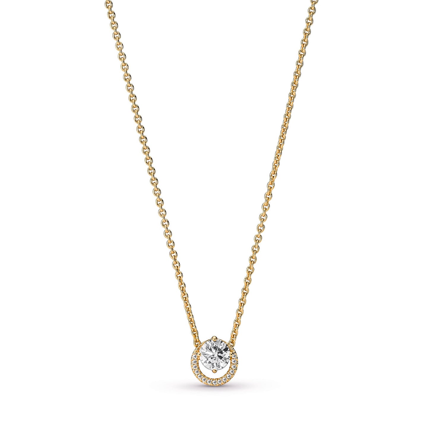 Sparkling Round Halo Pendant Collier Necklace Premium Fashion Jewelry Gift Collection