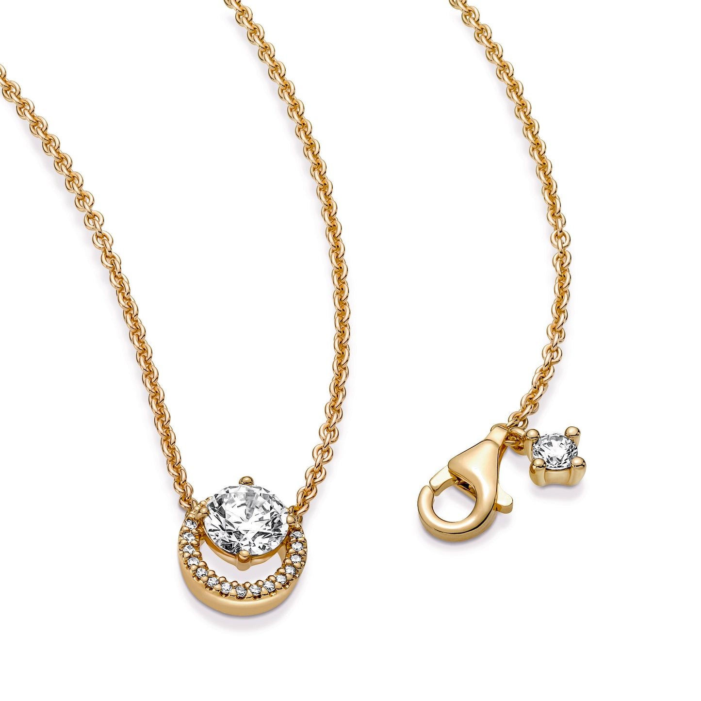 Sparkling Round Halo Pendant Collier Necklace Premium Fashion Jewelry Gift Collection