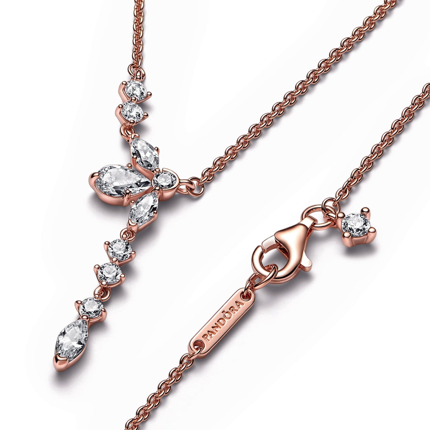 Sparkling Herbarium Cluster Drop Collier Necklace Premium Fashion Jewelry Gift Collection
