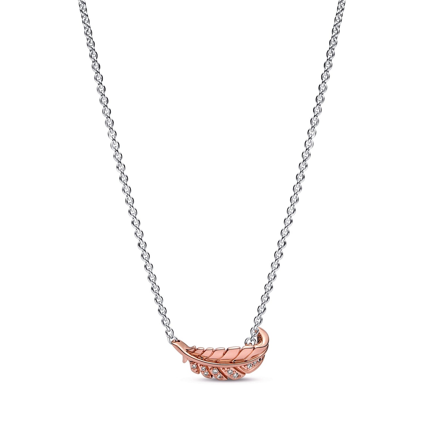 Two-Tone Floating Curved Feather Collier Necklace Premium Fashion Jewelry Gift Collection