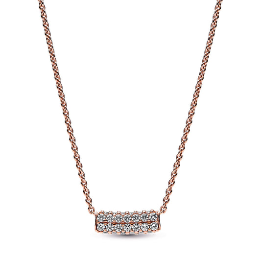 Pandora Timeless Pavé Double-row Bar Collier Necklace Premium Fashion Jewelry Gift Collection