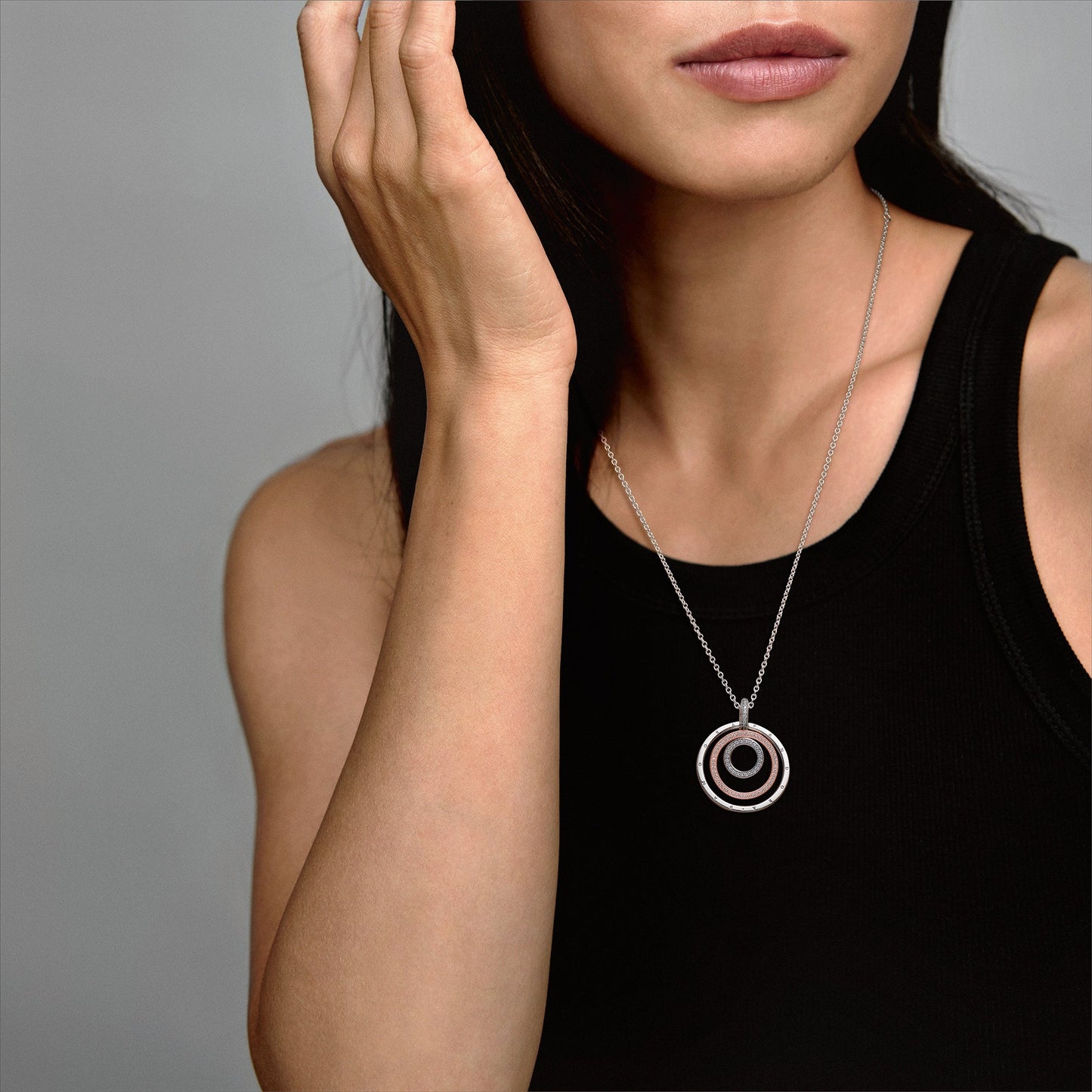 Two-tone Circles Pendant & Necklace Premium Fashion Jewelry Gift Collection