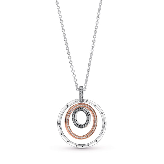Two-tone Circles Pendant & Necklace Premium Fashion Jewelry Gift Collection