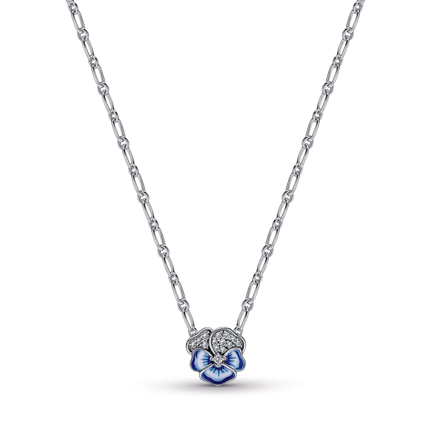 Blue Pansy Flower Pendant Necklace Premium Fashion Jewelry Gift Collection