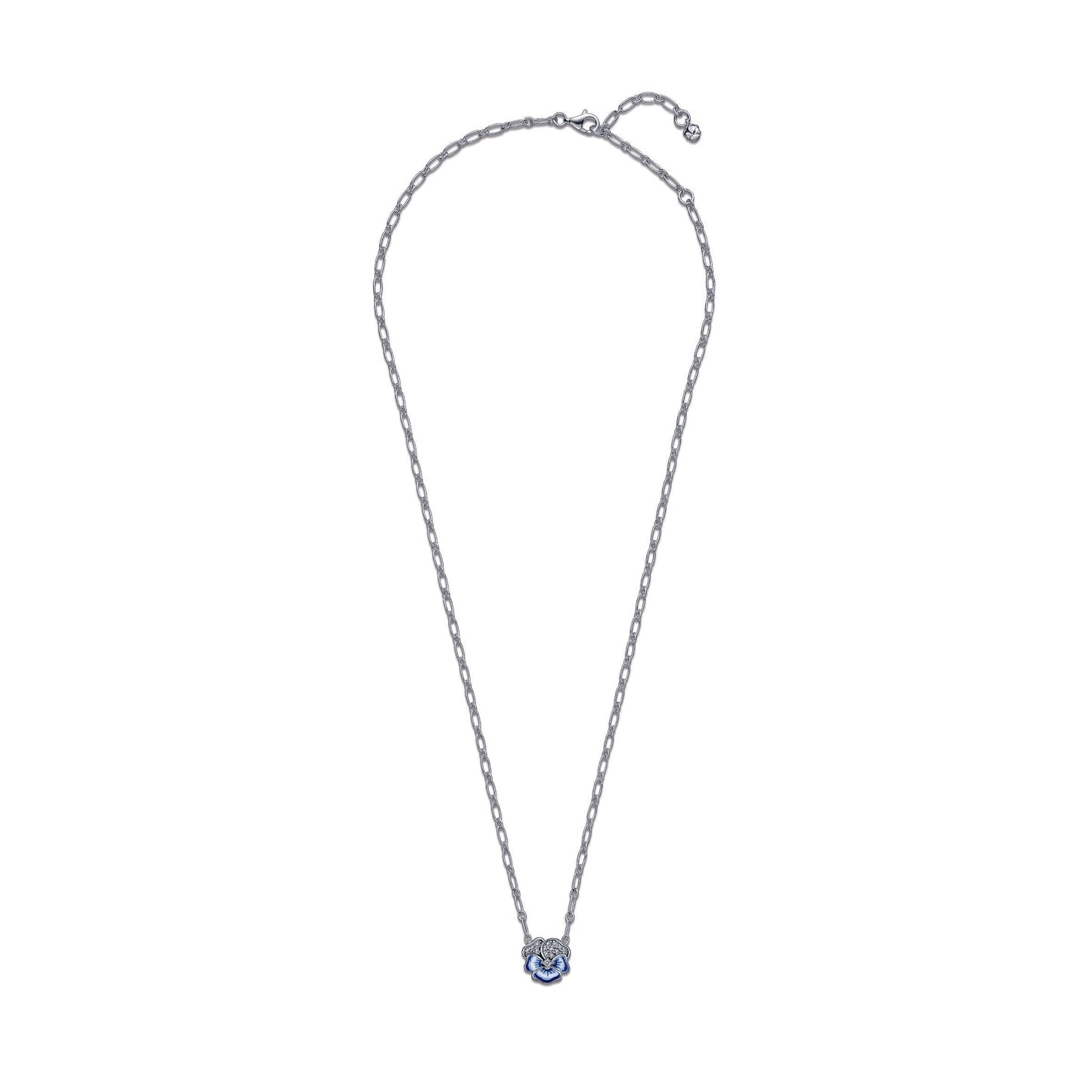 Blue Pansy Flower Pendant Necklace Premium Fashion Jewelry Gift Collection
