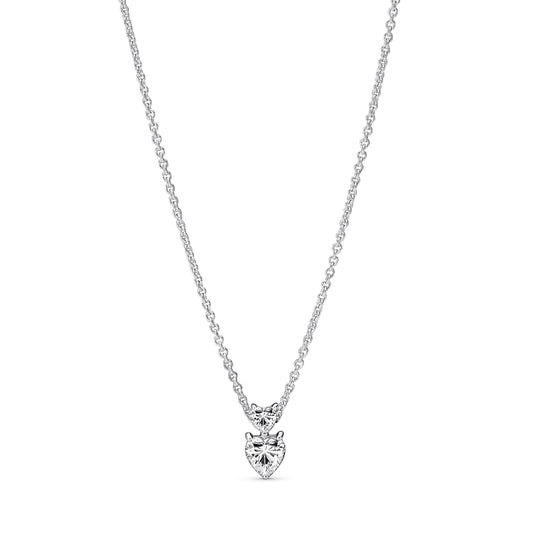 Double Heart Pendant Sparkling Collier Necklace Premium Fashion Jewelry Gift Collection