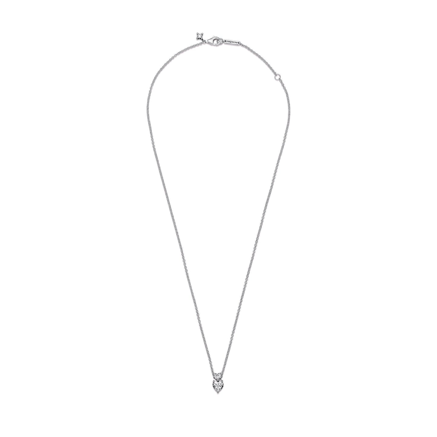 Double Heart Pendant Sparkling Collier Necklace Premium Fashion Jewelry Gift Collection