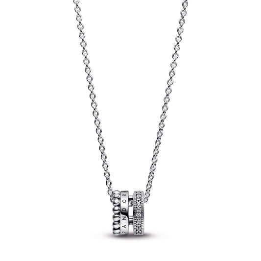 Pandora Signature Logo Pavé & Beads Pendant & Necklace Premium Fashion Jewelry Gift Collection