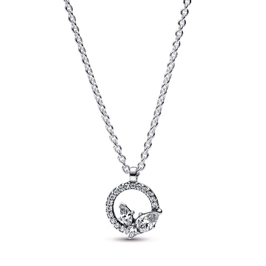 Sparkling Herbarium Circle & Cluster Pendant Necklace Premium Fashion Jewelry Gift Collection