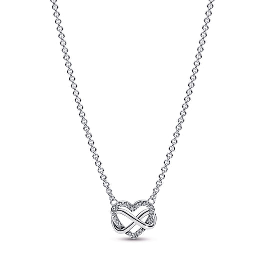 Sparkling Infinity Heart Collier Necklace Premium Fashion Jewelry Gift Collection