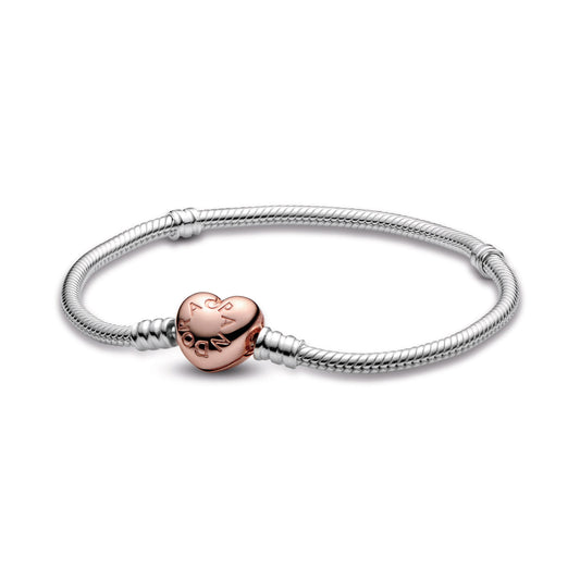 Moments Heart & Snake Chain Bracelet Premium Fashion Jewelry Gift Collection