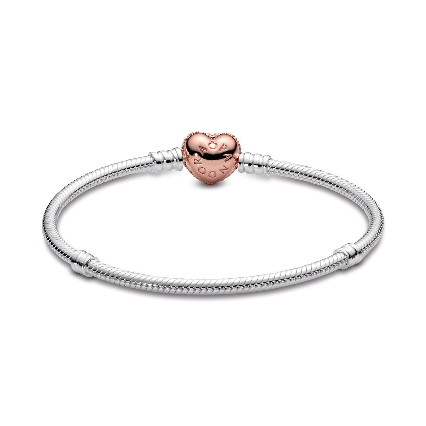 Pandora Moments Pavé Heart Clasp Snake Chain Bracelet Premium Fashion Jewelry Gift Collection