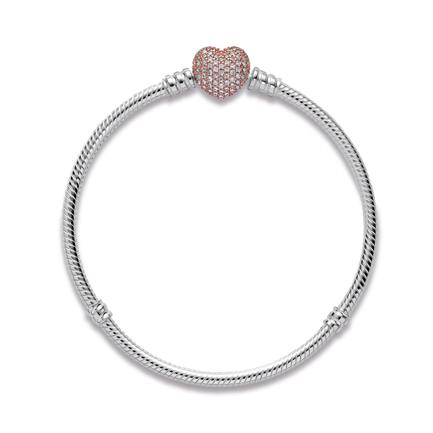 Pandora Moments Pavé Heart Clasp Snake Chain Bracelet Premium Fashion Jewelry Gift Collection