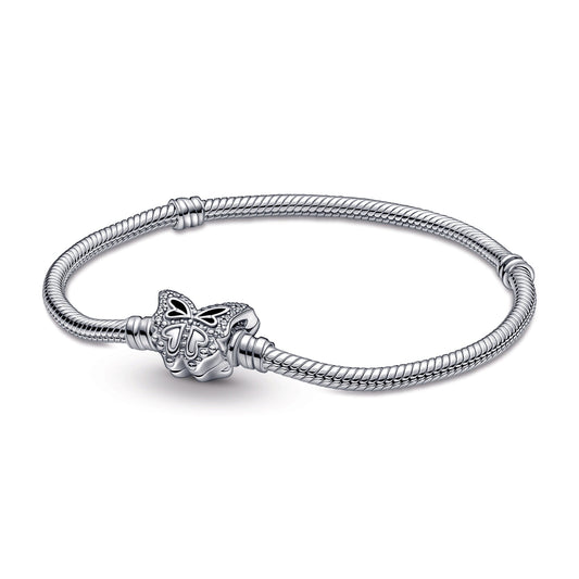 Pandora Moments Butterfly Clasp Snake Chain Bracelet Premium Fashion Jewelry Gift Collection