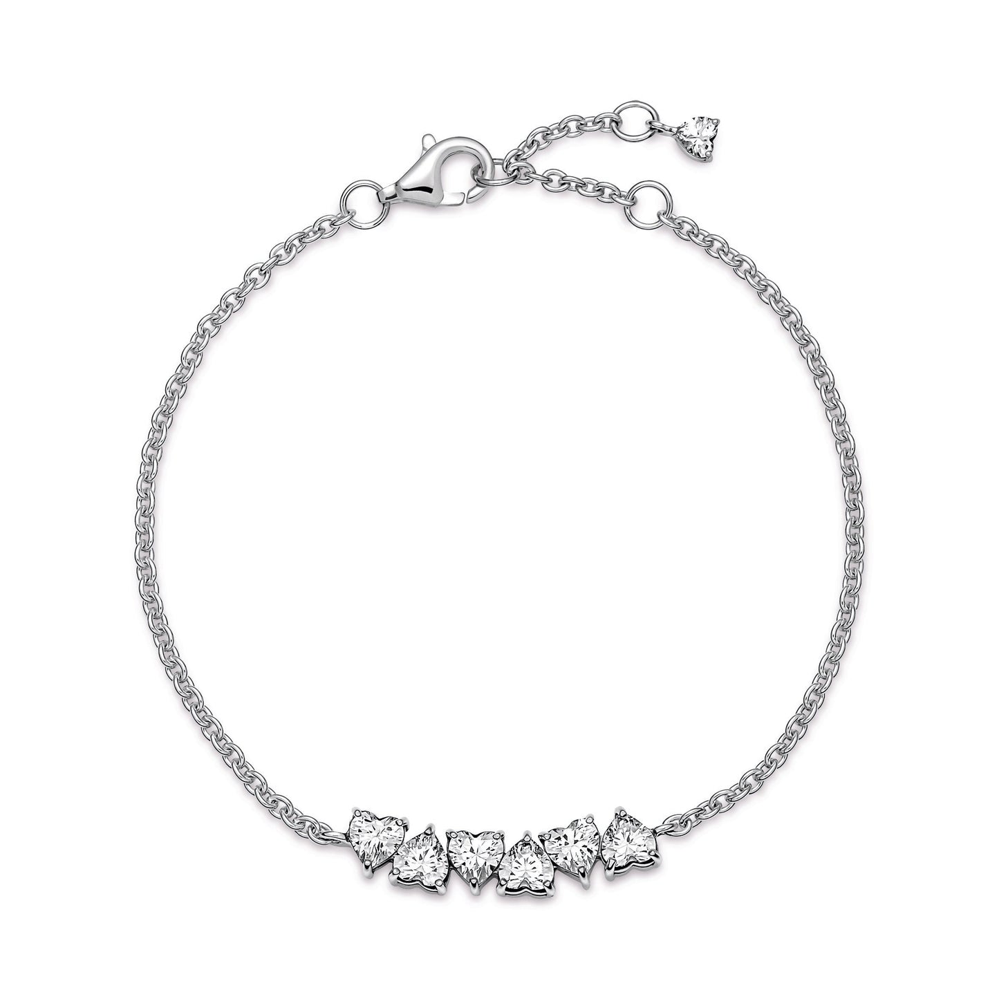 Sparkling Endless Hearts Chain Bracelet Premium Fashion Jewelry Gift Collection