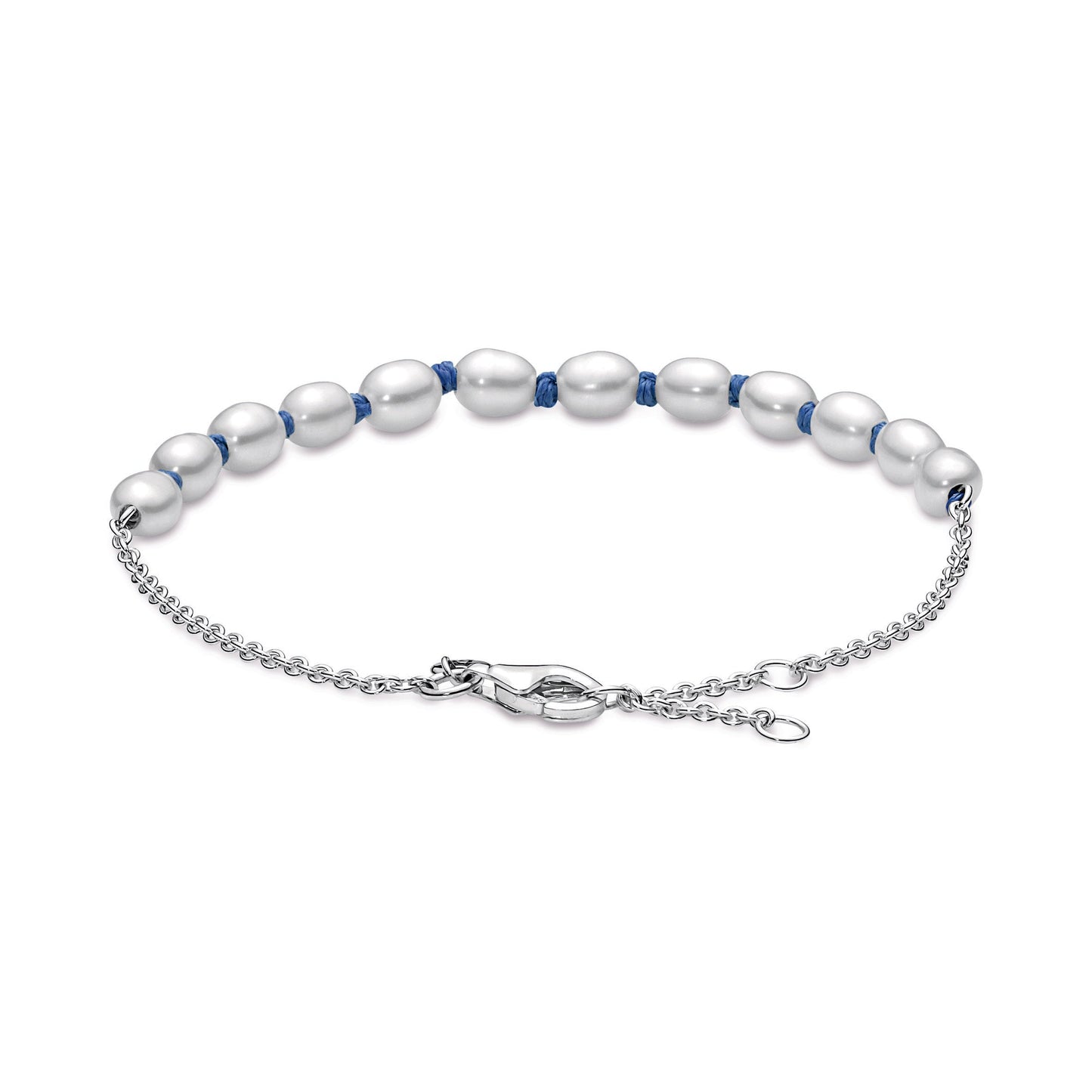 Freshwater Cultured Pearl Blue Cord Chain Bracelet Premium Fashion Jewelry Gift Collection