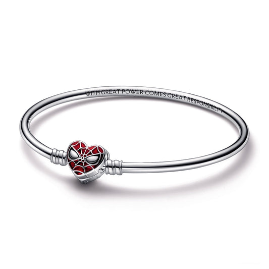Pandora Moments Marvel Spider-Man Mask Clasp Bangle Premium Fashion Jewelry Gift Collection