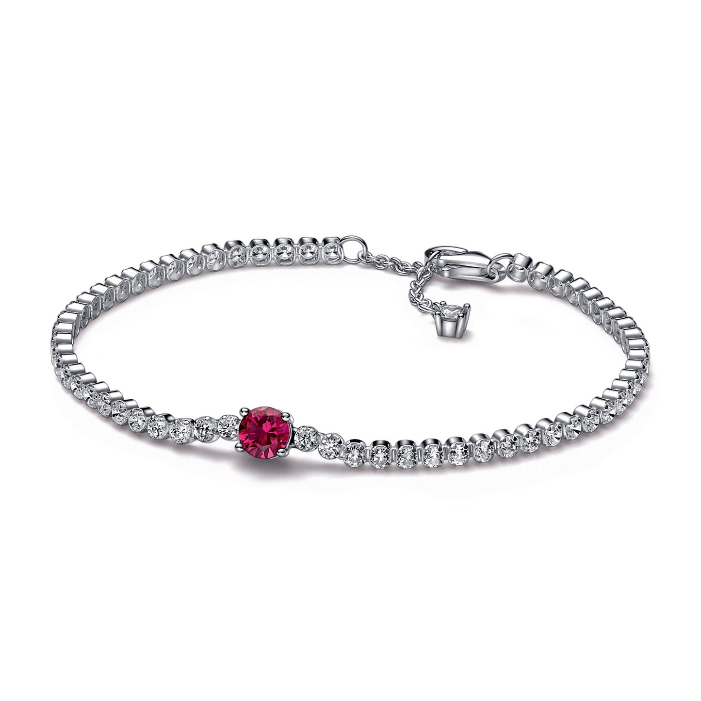 Red Sparkling Round Pavé Tennis Bracelet Premium Fashion Jewelry Gift Collection