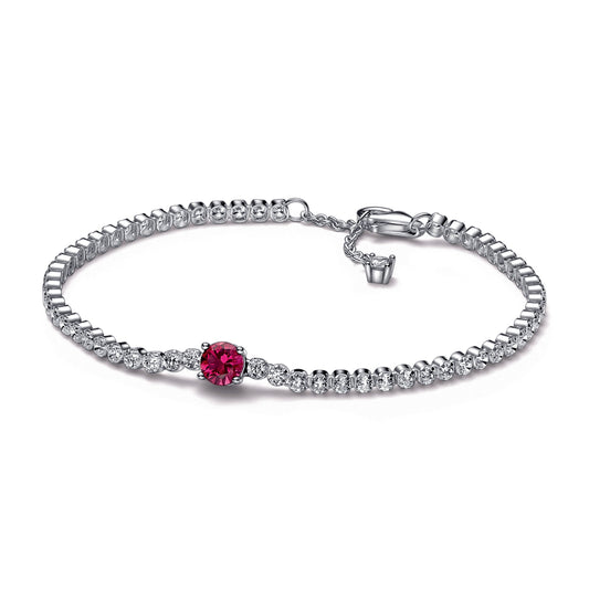 Red Sparkling Round Pavé Tennis Bracelet Premium Fashion Jewelry Gift Collection