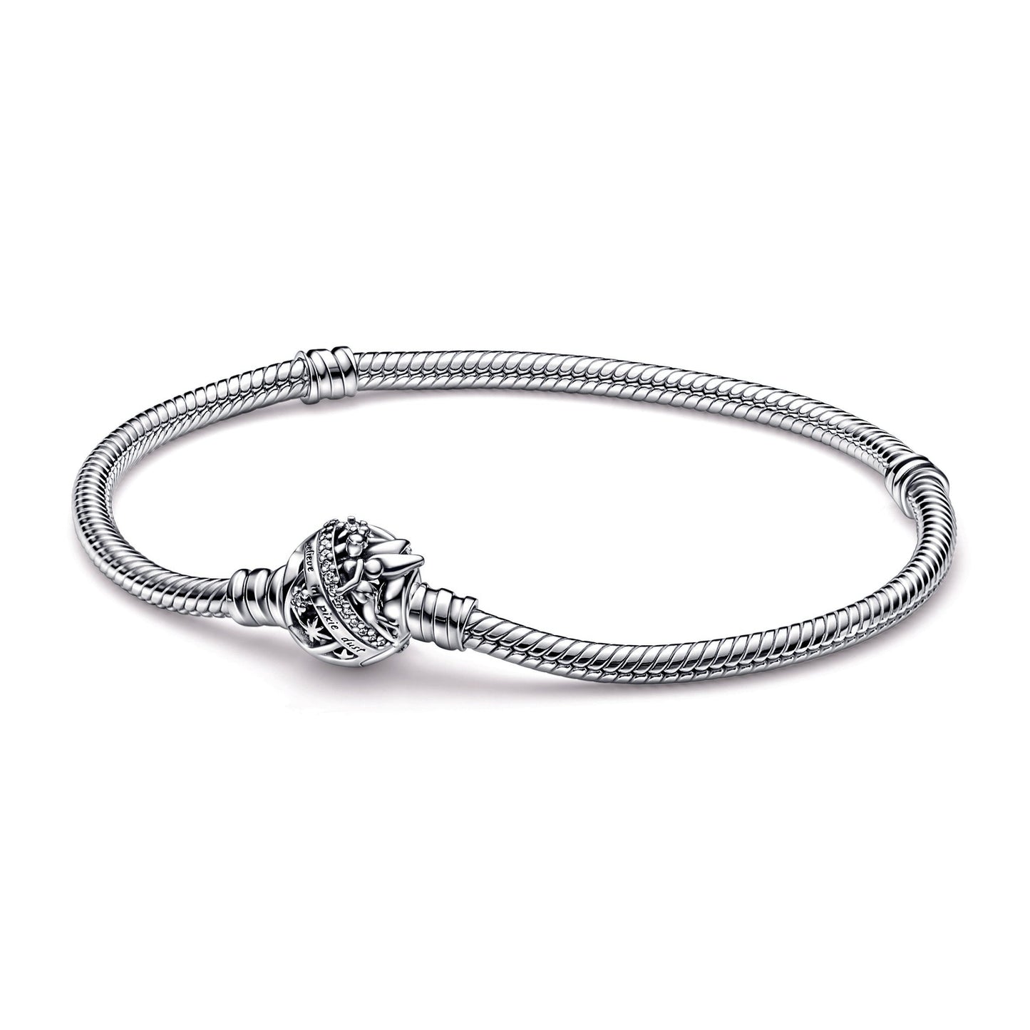 Disney Tinker Bell Clasp Moments Snake Chain Bracelet Premium Fashion Jewelry Gift Collection