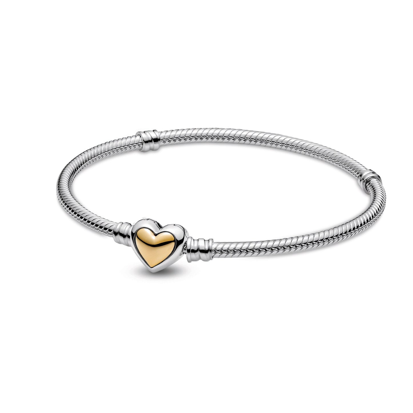 Domed Golden Heart Clasp Snake Chain Bracelet Premium Fashion Jewelry Gift Collection