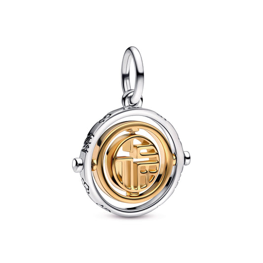 Two-tone Fú Spinning Dangle Charm Premium Fashion Jewelry Gift Collection