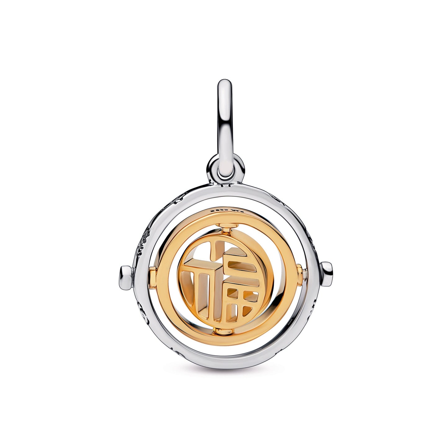 Two-tone Fú Spinning Dangle Charm Premium Fashion Jewelry Gift Collection