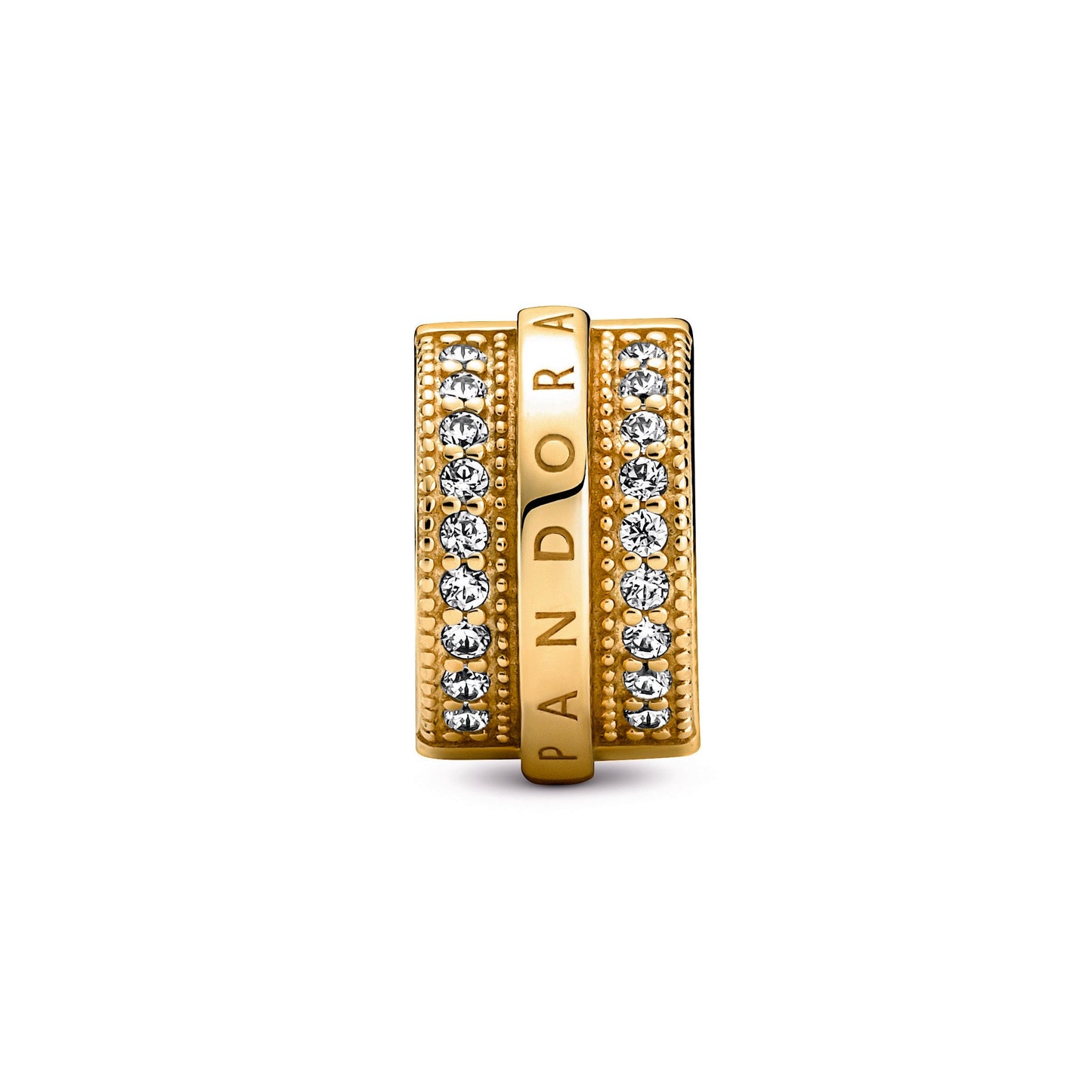 Sparkling Pavé Lines & Logo Clip Charm Premium Fashion Jewelry Gift Collection