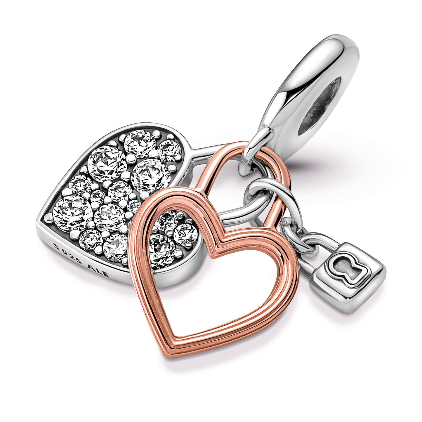 Heart Padlock Double Dangle Charm Premium Fashion Jewelry Gift Collection