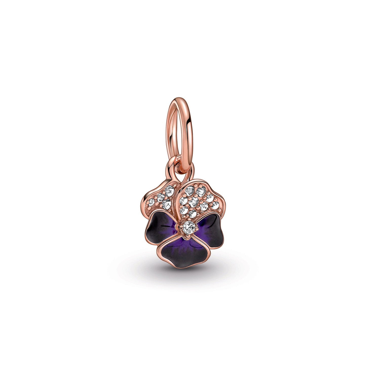 Deep Purple Pansy Flower Dangle Charm Premium Fashion Jewelry Gift Collection
